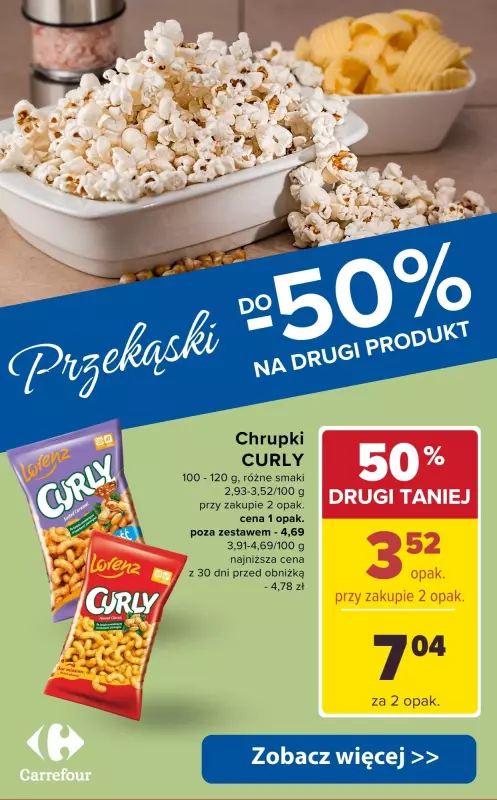 Carrefour - gazetka promocyjna Przekąski do -50% na drugi produkt od wtorku 27.05 do soboty 31.05