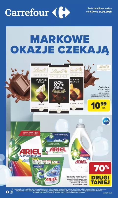 Carrefour - gazetka promocyjna Gazetka Markowe okazje czekają od poniedziałku 09.06 do soboty 21.06