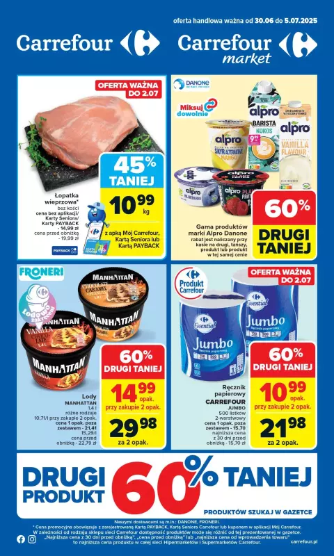 Carrefour - gazetka promocyjna Gazetka Carrefour od poniedziałku od poniedziałku 30.06 do soboty 05.07