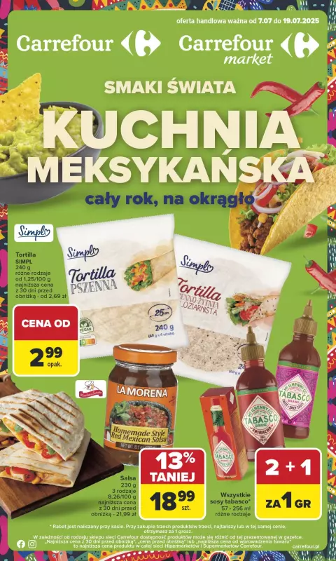 Carrefour - gazetka promocyjna Gazetka Kuchnia meksykańska od poniedziałku 07.07 do soboty 19.07