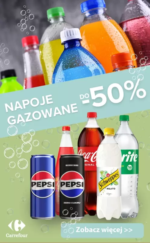 Carrefour - gazetka promocyjna Napoje gazowane do -50% od wtorku 15.07 do soboty 19.07