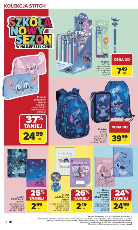 Carrefour - gazetka promocyjna Gazetka Szkoła nowy sezon od poniedziałku 28.07 do środy 13.08 - strona 6