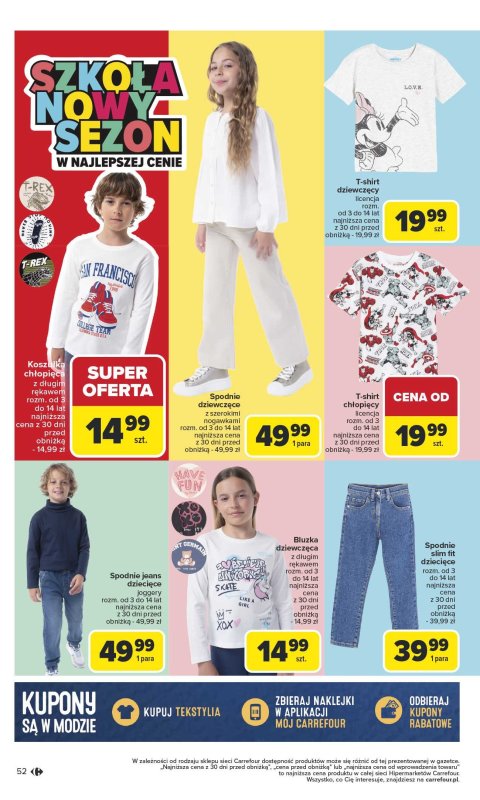 Carrefour - gazetka promocyjna Gazetka Szkoła nowy sezon od poniedziałku 28.07 do środy 13.08 - strona 52