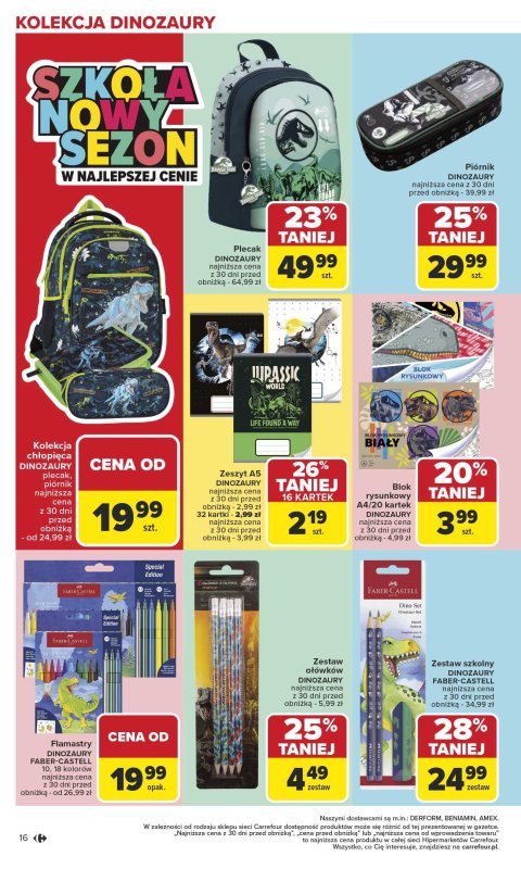 Carrefour - gazetka promocyjna Gazetka Szkoła nowy sezon od poniedziałku 28.07 do środy 13.08 - strona 16