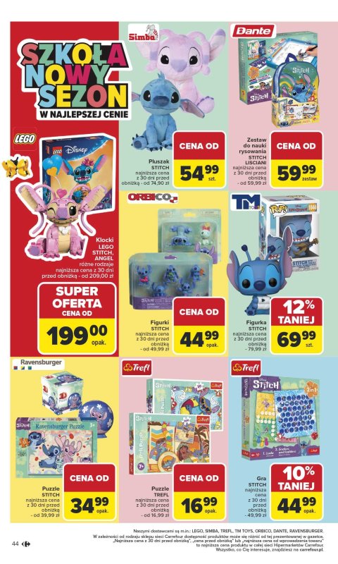 Carrefour - gazetka promocyjna Gazetka Szkoła nowy sezon od poniedziałku 28.07 do środy 13.08 - strona 44