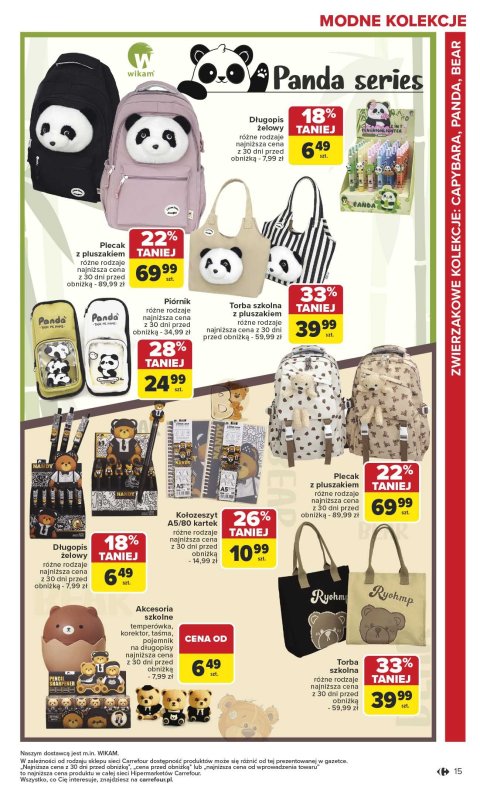Carrefour - gazetka promocyjna Gazetka Szkoła nowy sezon od poniedziałku 28.07 do środy 13.08 - strona 15