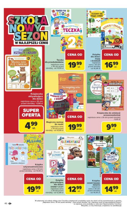 Carrefour - gazetka promocyjna Gazetka Szkoła nowy sezon od poniedziałku 28.07 do środy 13.08 - strona 46
