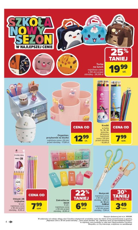 Carrefour - gazetka promocyjna Gazetka Szkoła nowy sezon od poniedziałku 28.07 do środy 13.08 - strona 4