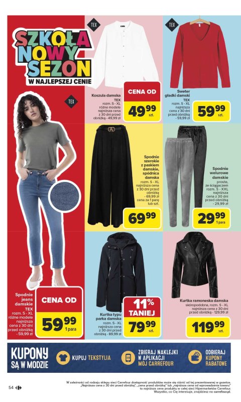 Carrefour - gazetka promocyjna Gazetka Szkoła nowy sezon od poniedziałku 28.07 do środy 13.08 - strona 54