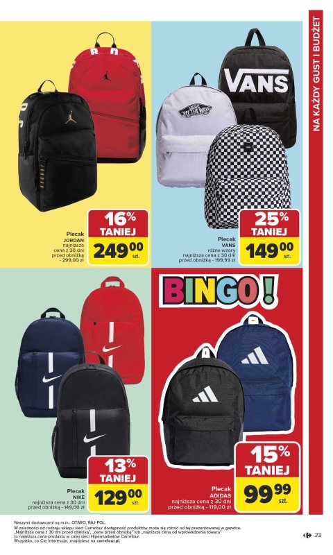 Carrefour - gazetka promocyjna Gazetka Szkoła nowy sezon od poniedziałku 28.07 do środy 13.08 - strona 33