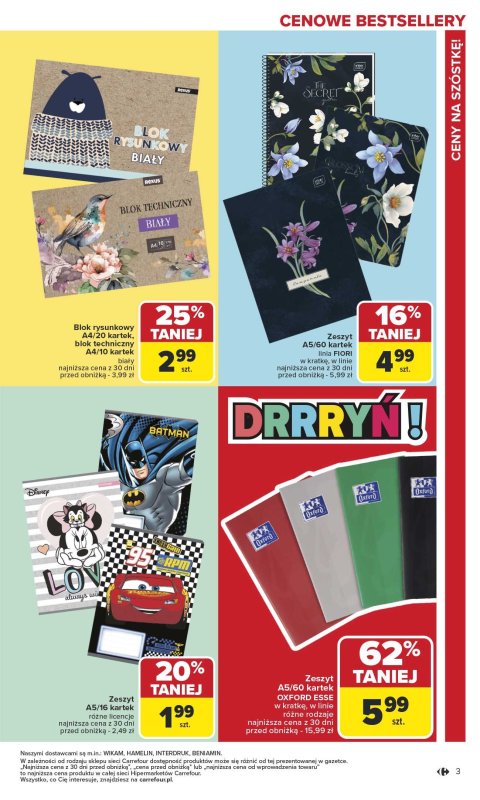 Carrefour - gazetka promocyjna Gazetka Szkoła nowy sezon od poniedziałku 28.07 do środy 13.08 - strona 3