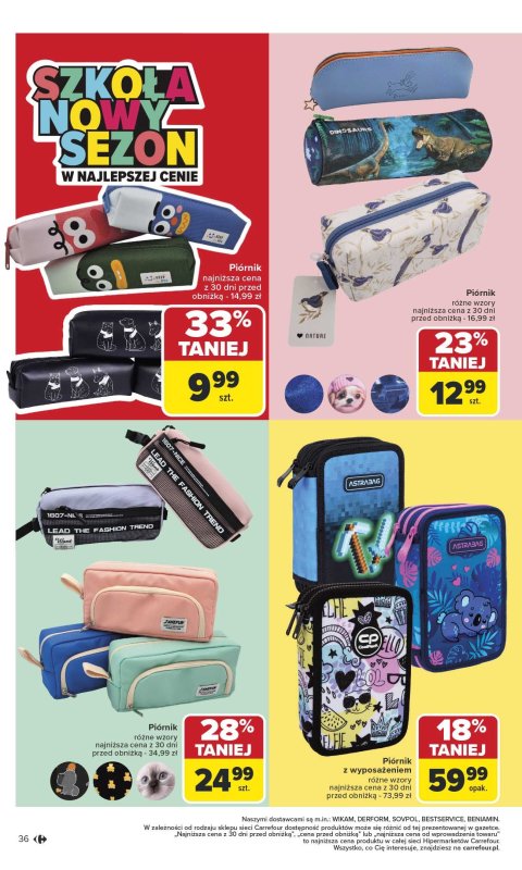 Carrefour - gazetka promocyjna Gazetka Szkoła nowy sezon od poniedziałku 28.07 do środy 13.08 - strona 36
