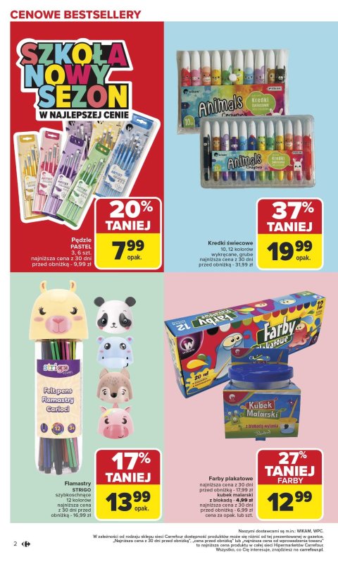 Carrefour - gazetka promocyjna Gazetka Szkoła nowy sezon od poniedziałku 28.07 do środy 13.08 - strona 2