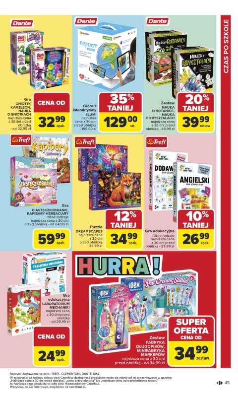 Carrefour - gazetka promocyjna Gazetka Szkoła nowy sezon od poniedziałku 28.07 do środy 13.08 - strona 45