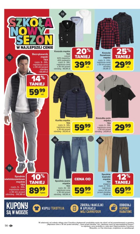 Carrefour - gazetka promocyjna Gazetka Szkoła nowy sezon od poniedziałku 28.07 do środy 13.08 - strona 56