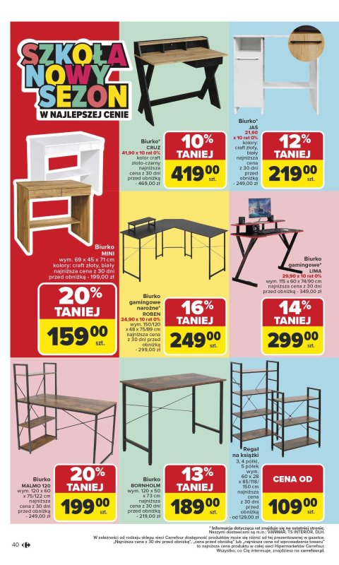 Carrefour - gazetka promocyjna Gazetka Szkoła nowy sezon od poniedziałku 28.07 do środy 13.08 - strona 40