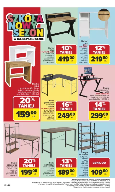 Carrefour - gazetka promocyjna Gazetka Szkoła nowy sezon od poniedziałku 28.07 do środy 13.08 - strona 40