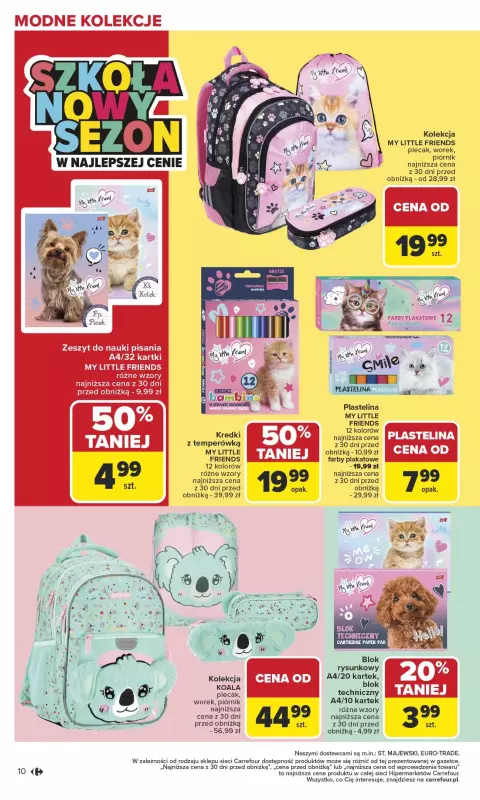 Carrefour - gazetka promocyjna Gazetka Szkoła nowy sezon od poniedziałku 28.07 do środy 13.08 - strona 10