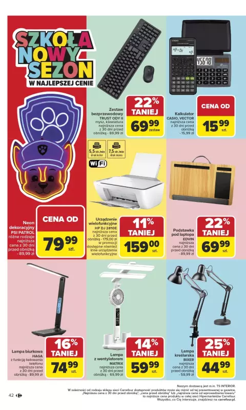 Carrefour - gazetka promocyjna Gazetka Szkoła nowy sezon od poniedziałku 28.07 do środy 13.08 - strona 42