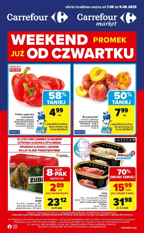 Carrefour - gazetka promocyjna Weekend promek już od czwartku  do soboty 09.08