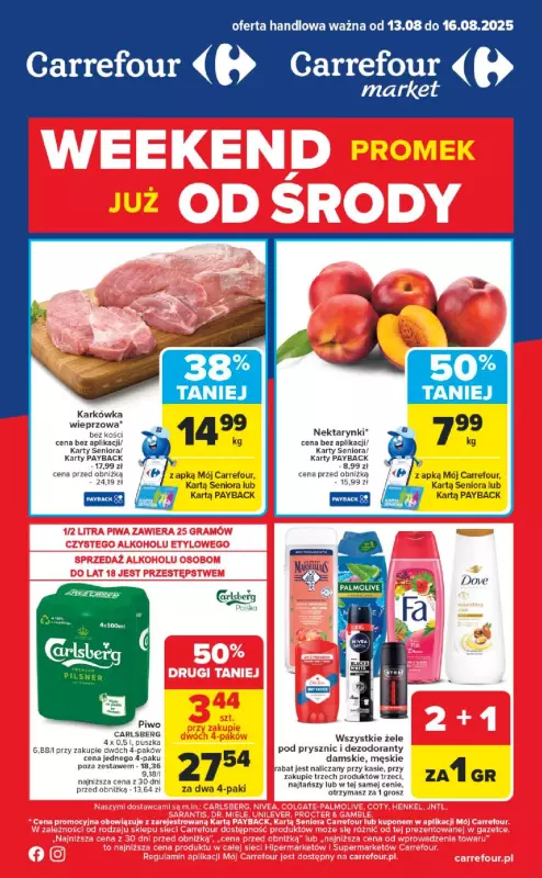 Carrefour - gazetka promocyjna Gazetka Weekend promek już od środy od środy 13.08 do soboty 16.08