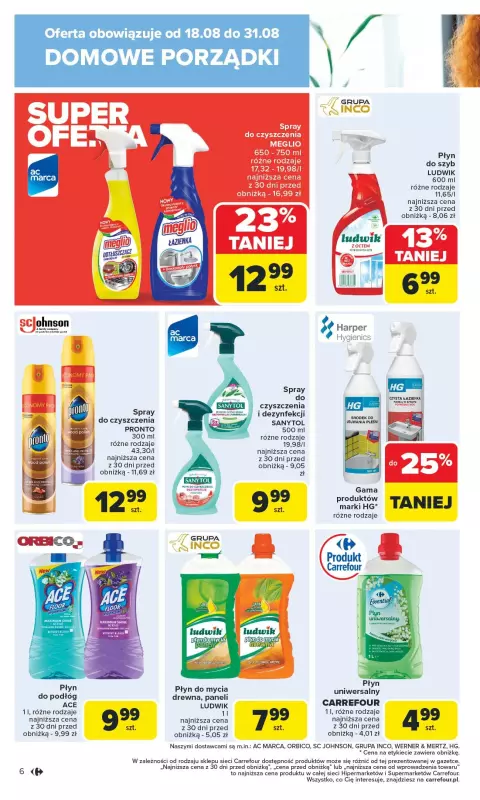 Carrefour - gazetka promocyjna Gazetka Dobra okazja do sprzątania  do niedzieli 31.08 - strona 6