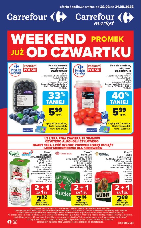 Carrefour - gazetka promocyjna Gazetka Weekend promek już od czwartku od czwartku 28.08 do niedzieli 31.08