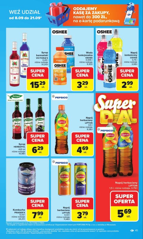Carrefour - gazetka promocyjna Gazetka Carrefour od poniedziałku od poniedziałku 08.09 do soboty 13.09 - strona 45