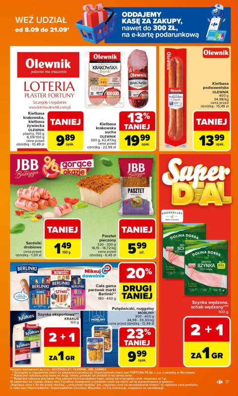 Carrefour - gazetka promocyjna Gazetka Carrefour od poniedziałku od poniedziałku 15.09 do soboty 20.09 - strona 17