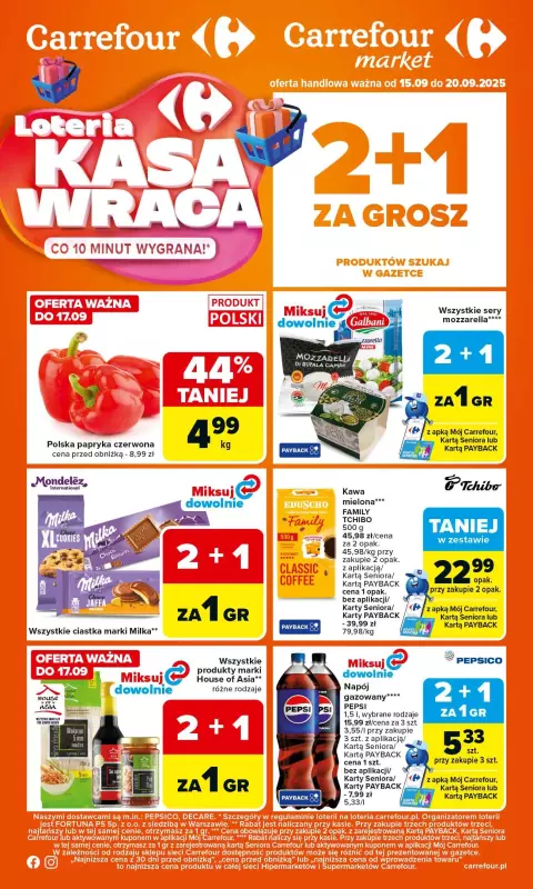 Carrefour - gazetka promocyjna Gazetka Carrefour od poniedziałku od poniedziałku 15.09 do soboty 20.09