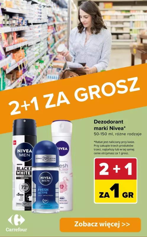 Carrefour - gazetka promocyjna Produkty 2+1 za GROSZ  