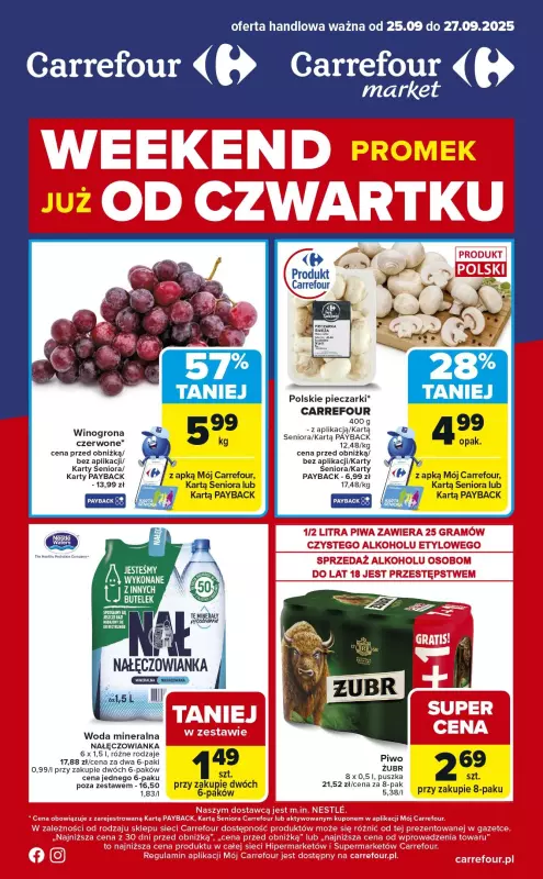 Carrefour - gazetka promocyjna Gazetka Weekend promek już od czwartku od czwartku 25.09 do soboty 27.09