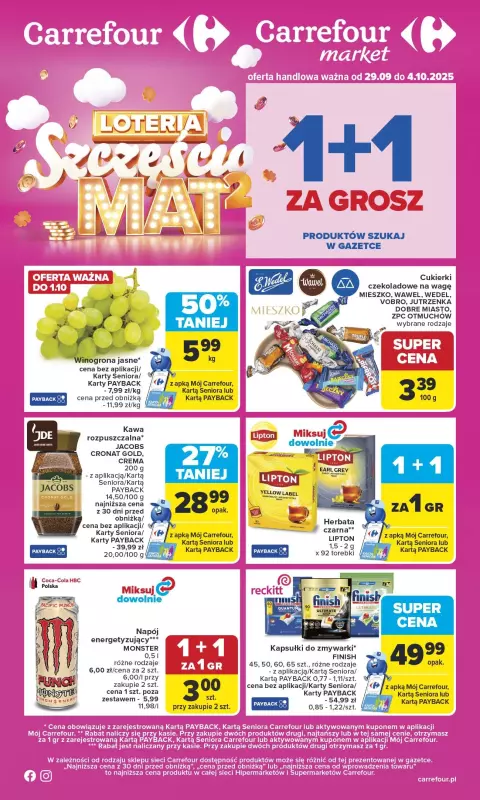 Carrefour - gazetka promocyjna Gazetka Carrefour od poniedziałku od poniedziałku 29.09 do soboty 04.10