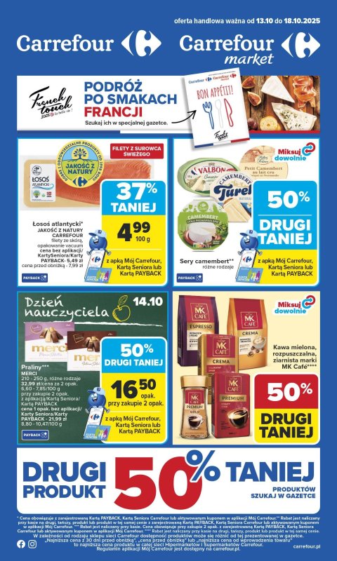 Carrefour - gazetka promocyjna Gazetka Carrefour od poniedziałku od poniedziałku 13.10 do soboty 18.10
