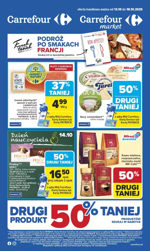 Carrefour - gazetka promocyjna Gazetka Carrefour od poniedziałku od poniedziałku 13.10 do soboty 18.10
