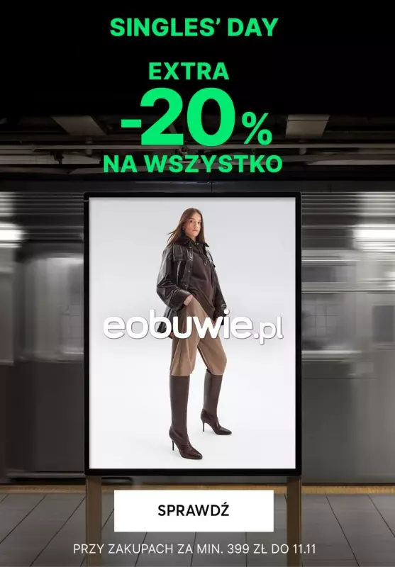 eobuwie.pl - gazetka promocyjna SINGLE'S DAY! -20% na WSZYSTKO! od czwartku 07.11 do poniedziałku 11.11