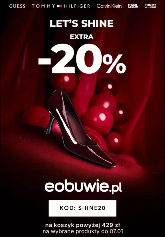 eobuwie.pl - gazetka promocyjna EXTRA -20% z kodem od wtorku 31.12 do wtorku 07.01