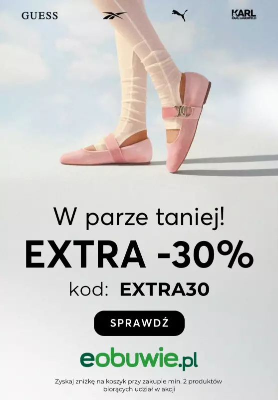 eobuwie.pl - gazetka promocyjna W parze taniej! Extra -30% przy zakupie 2 produktów od czwartku 17.07 do niedzieli 20.07