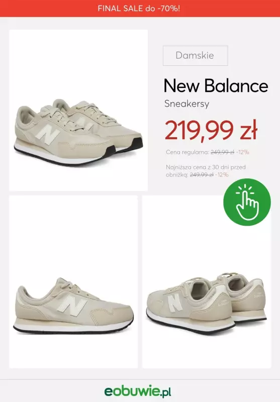 eobuwie.pl - gazetka promocyjna Sneakersy New Balance dla Niej z wyprzedaży   - strona 3