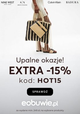 eobuwie.pl - gazetka promocyjna Upalne okazje! Extra -15% na letnie produkty od czwartku 14.08 do wtorku 19.08