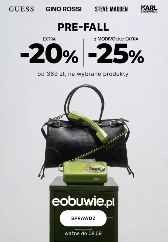 eobuwie.pl - gazetka promocyjna Extra -20% dla wszystkich, -25% z MODIVOclub, od 369 zł od czwartku 04.09 do poniedziałku 08.09