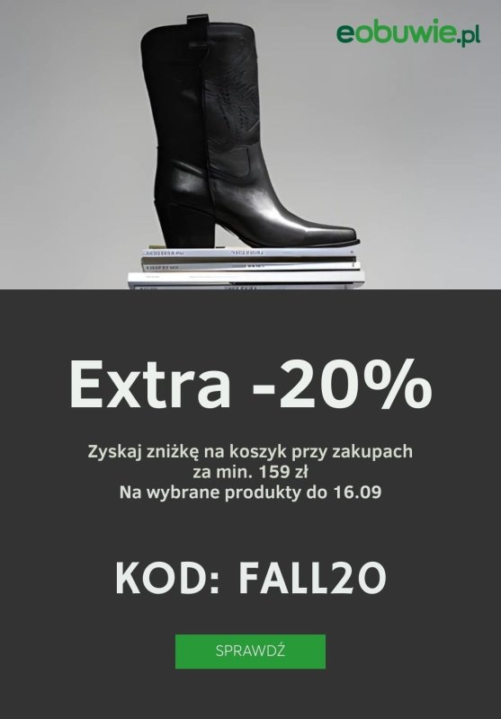 eobuwie.pl - gazetka promocyjna Extra -20% z KODEM i ceną minimalną od piątku 12.09 do wtorku 16.09