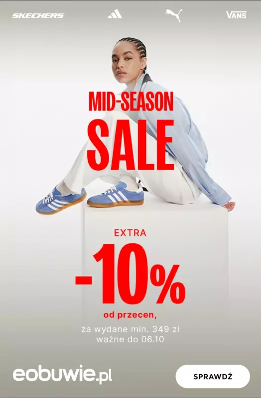 eobuwie.pl - gazetka promocyjna Extra -10% na wyprzedaż od 349 zł od środy 01.10 do poniedziałku 06.10