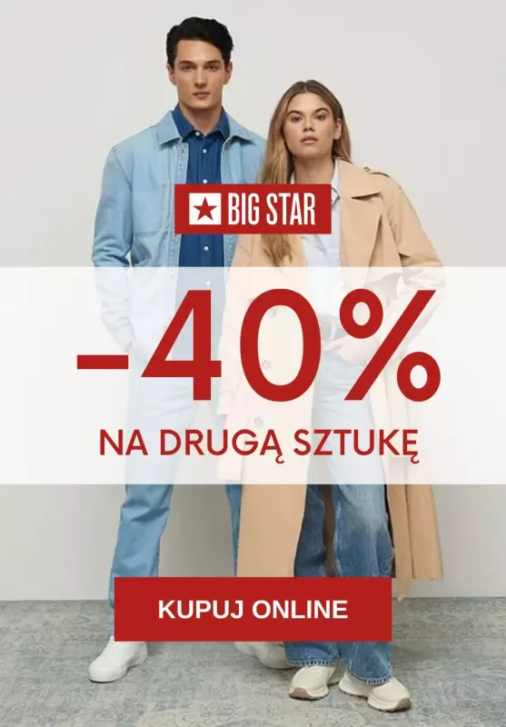 BEST SALE - gazetka promocyjna Big Star | -40% na drugą sztukę od piątku 22.03 