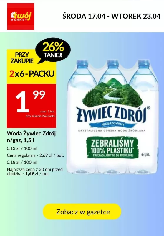 BEST SALE - gazetka promocyjna Wody mineralne do -68% taniej od czwartku 18.04 do soboty 20.04 - strona 6