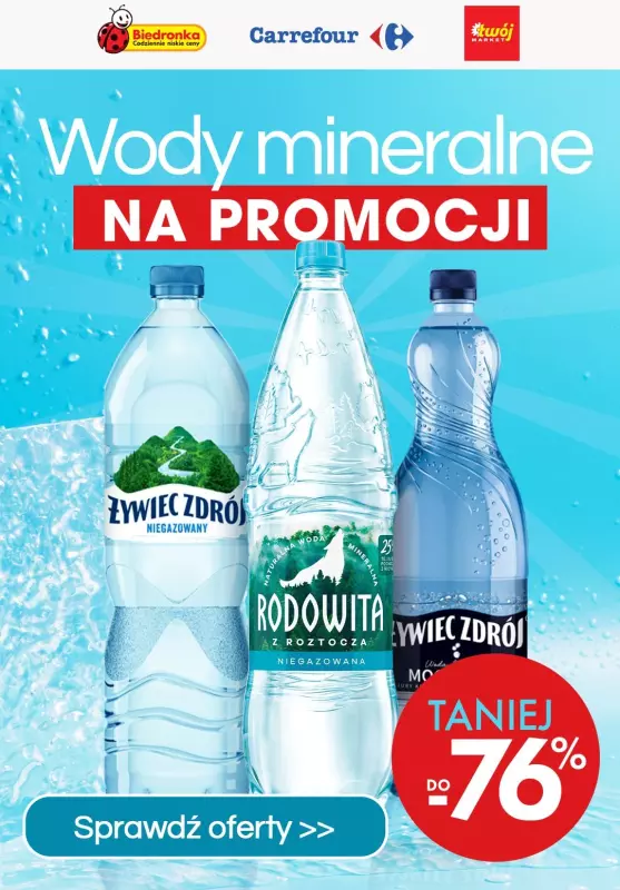 BEST SALE - gazetka promocyjna Wody mineralne do -76% taniej  