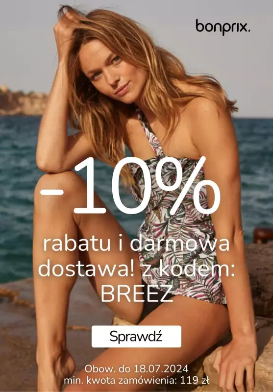 BEST SALE - gazetka promocyjna bonprix | -10% i darmowa dostawa z kodem od poniedziałku 15.07 do czwartku 18.07