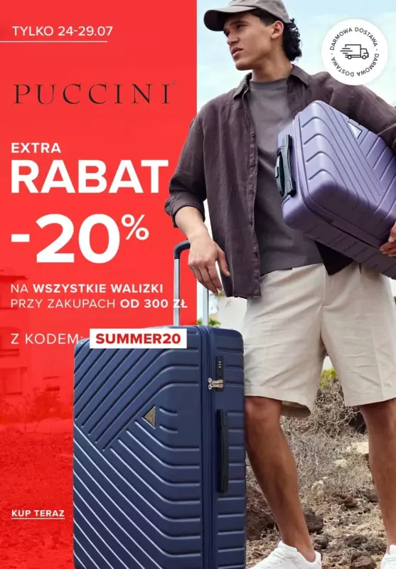 BEST SALE - gazetka promocyjna Puccini | Extra rabat -20% na walizki od czwartku 25.07 do poniedziałku 29.07