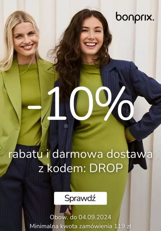 BEST SALE - gazetka promocyjna bonprix | -10% i darmowa dostawa z kodem od poniedziałku 02.09 do środy 04.09