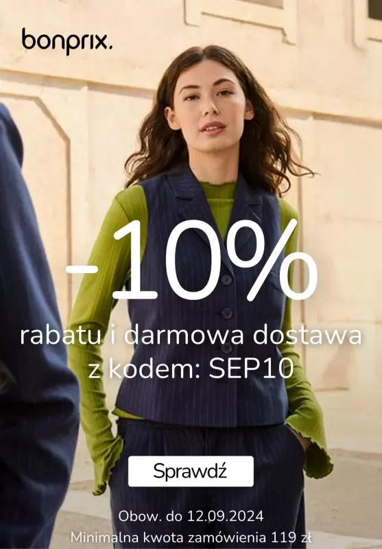 BEST SALE - gazetka promocyjna bonprix | 10% rabatu i darmowa dostawa z kodem od wtorku 10.09 do czwartku 12.09